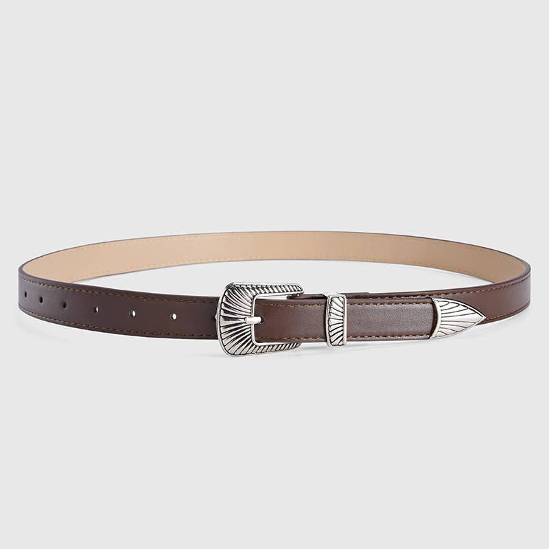 Retro silver buckle simple and versatile belt