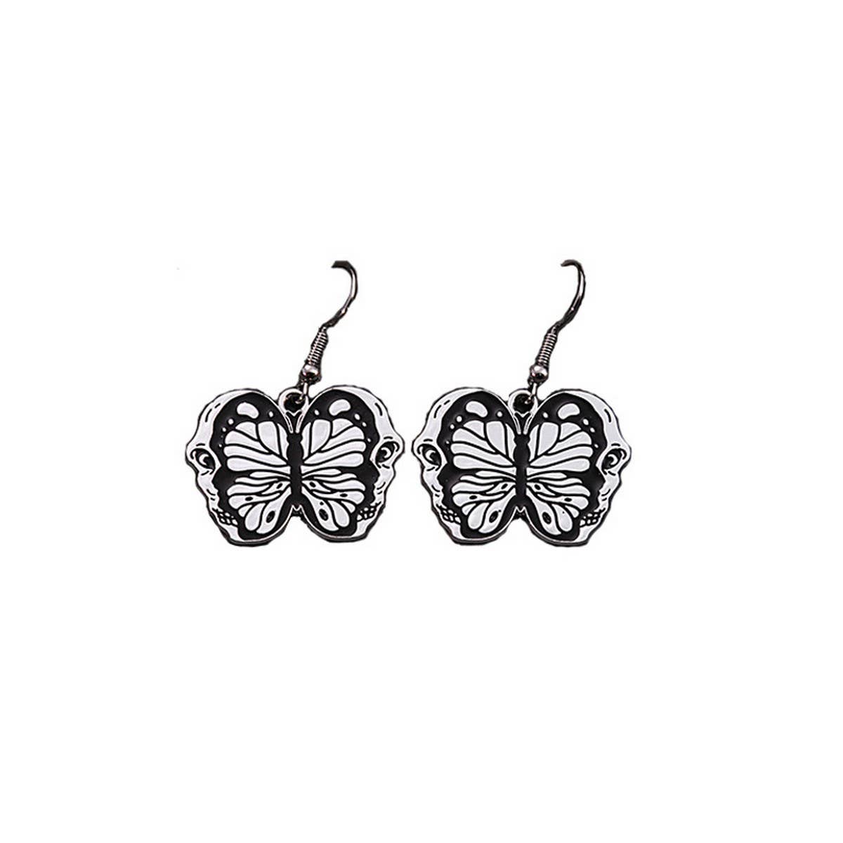 HALLOWEEN SKULL DARK BUTTERFLY EARRINGS