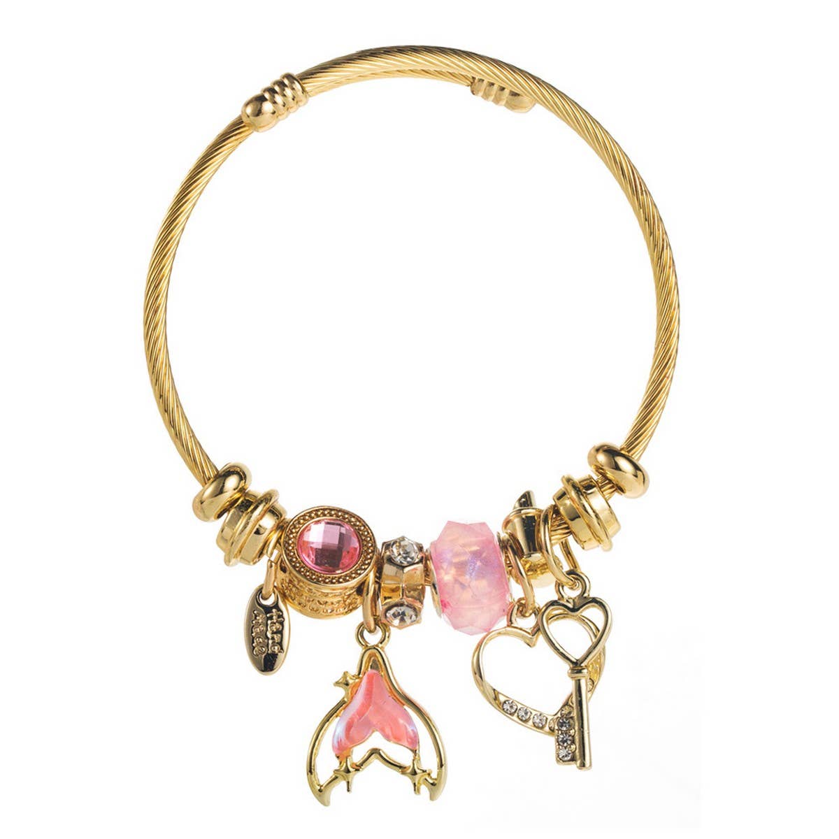Adjustable Mermaid Tail Heart Key Couple Bracelet_CWMM8563
