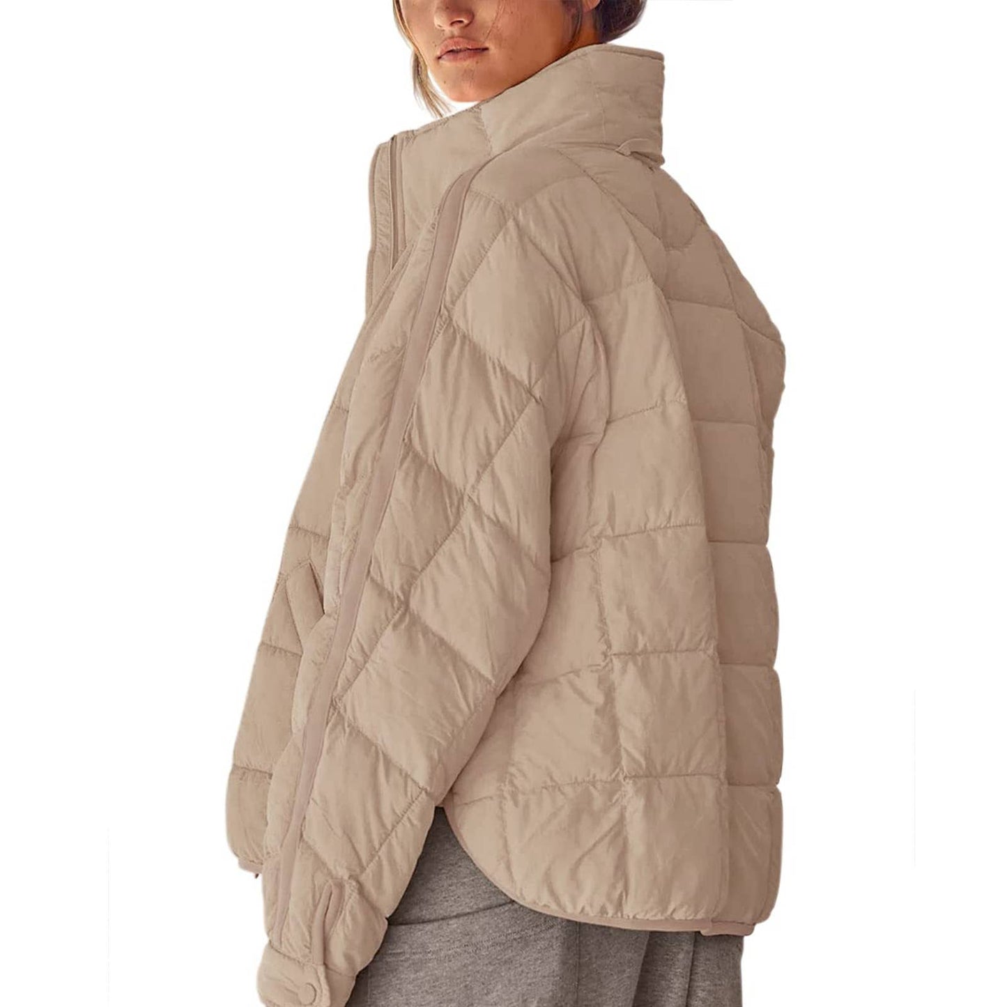 LIGHTWEIGHT ZIPPER COMPRESSIBLE SHORT DOWN JACKET