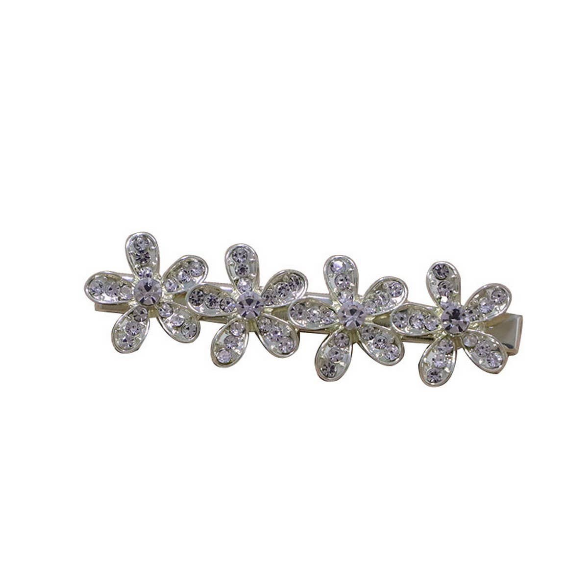 Rhinestone Floral Hair Clip,Side Duckbill Bang Pin