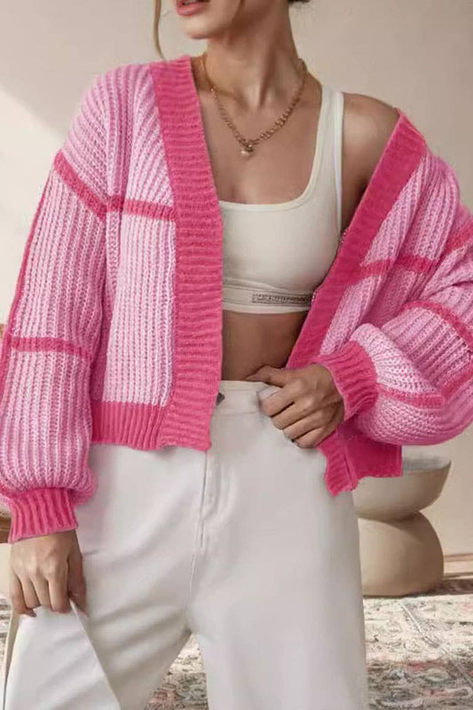 Cardigan Color Patchwork Striped Loose Cardigan Coat_Cwocal1234