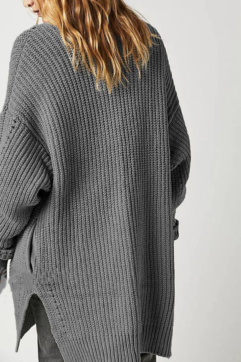 CWOCAL1829_HOLLOWED OUT LONG POCKET CARDIGAN LONG STYLE