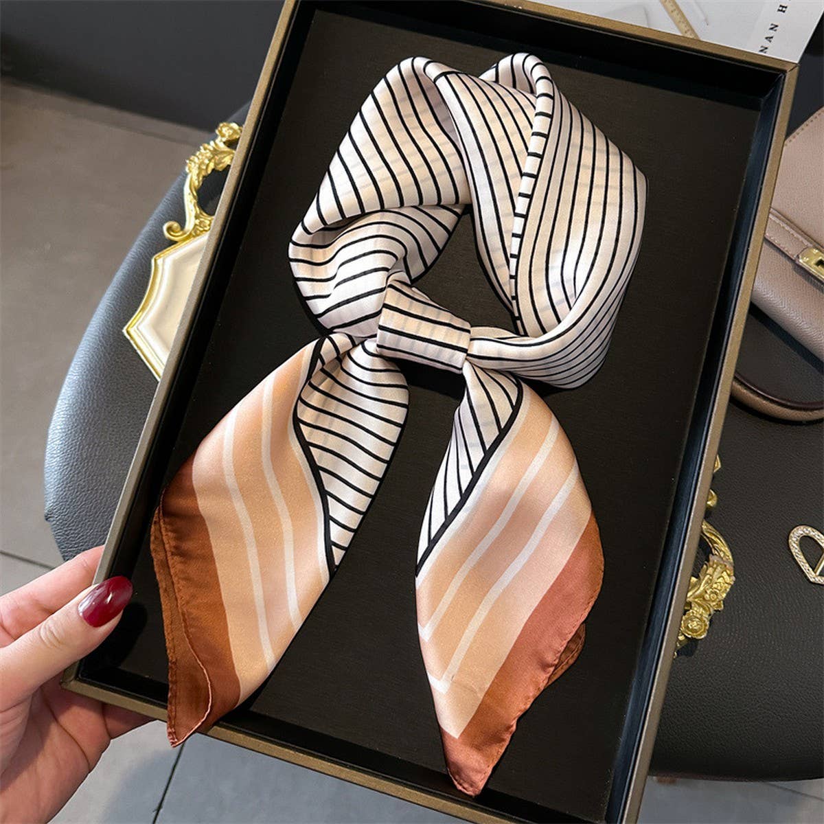 Printed Satin Square Scarf ??Office & Casual Wrap_CWASC1432