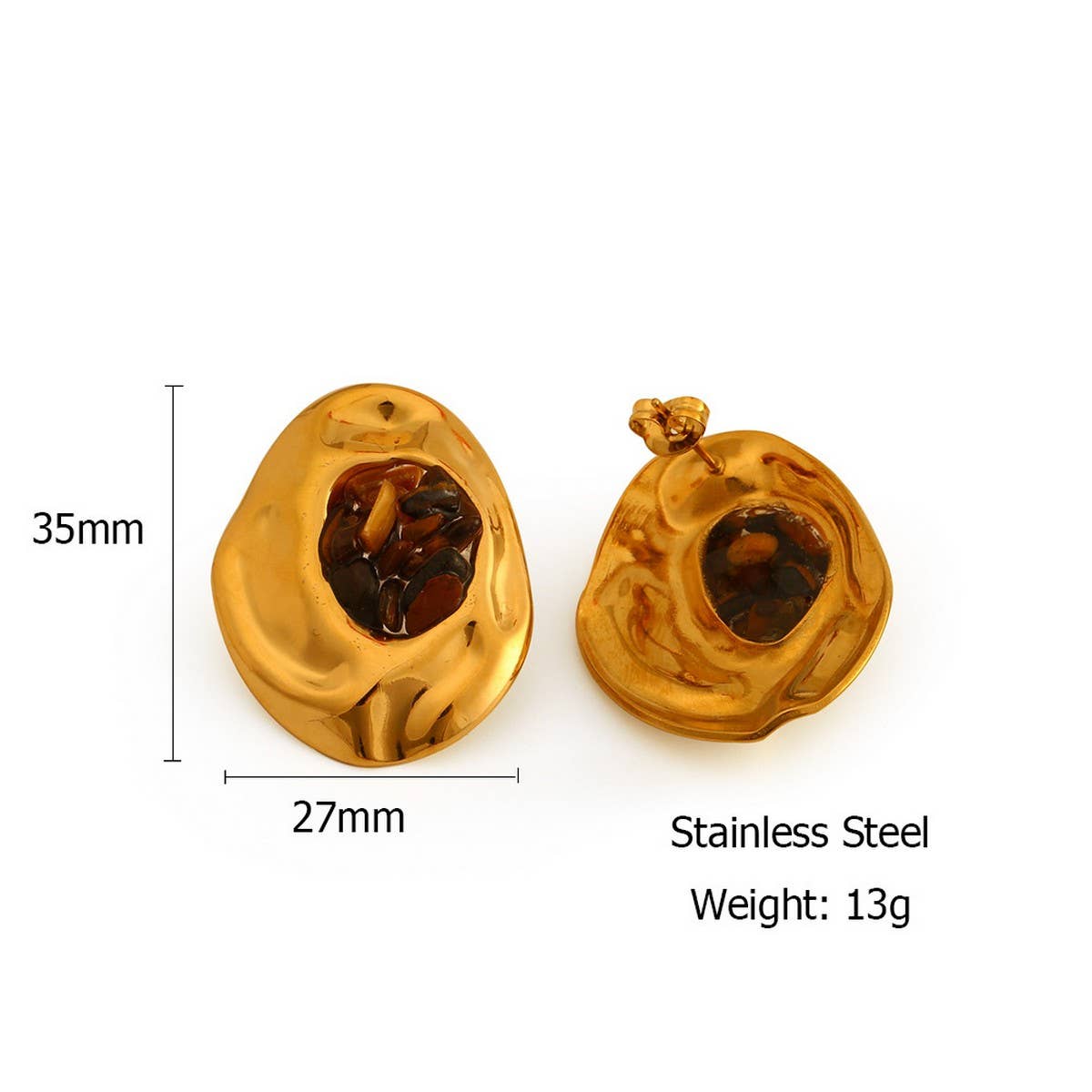 Natural Stone Stainless Steel Irregular Earrings