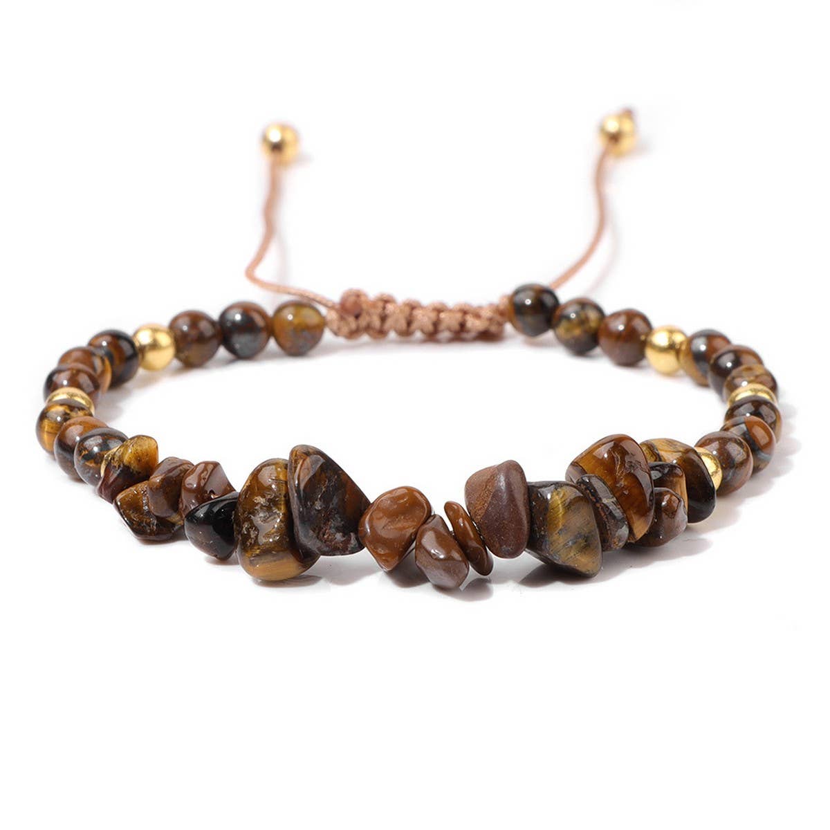 CWAJE4216_NATURAL STONE BEADS BRAIDED GRAVEL BRACELET