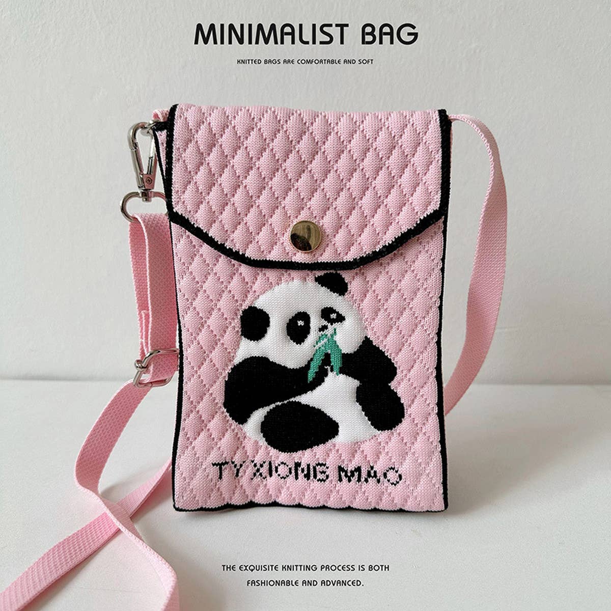 CUTE CARTOON PANDA KNITTED SHOULDER BAG_CWAB1520