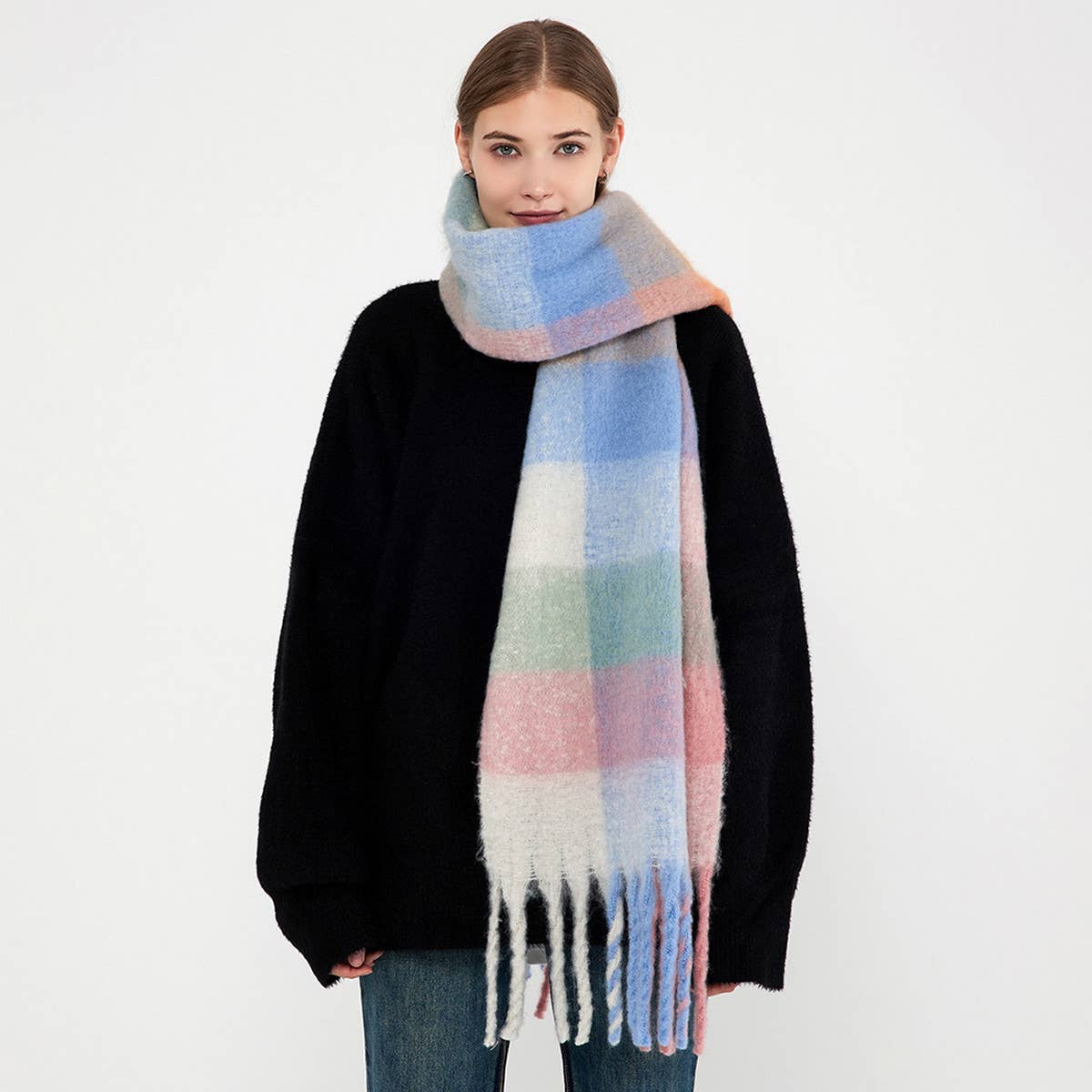 New Plaid Tassel Scarf for Women - Winter Warmth