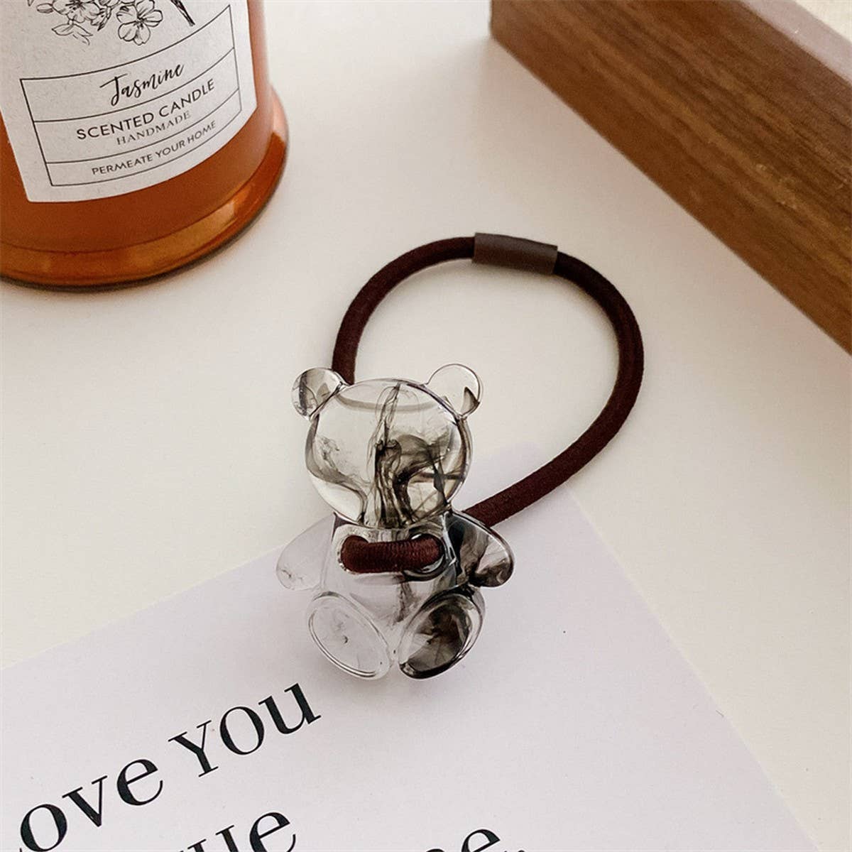 6PCS/SET ACRYLIC BEAR FLOWER BOW HAIR TIES_CWAHA0337