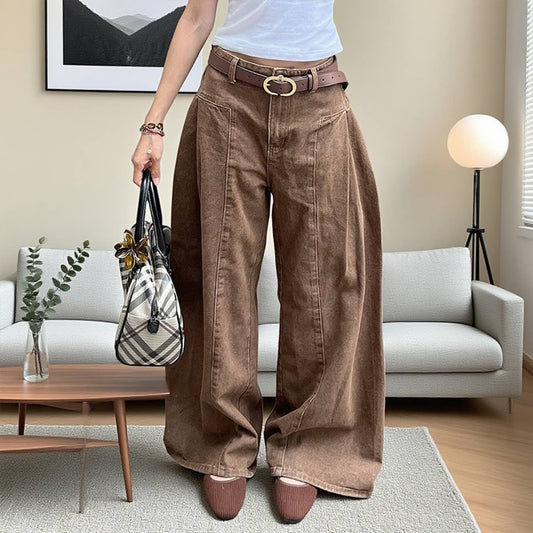 Maillard distressed loose-cut straight-leg jeans