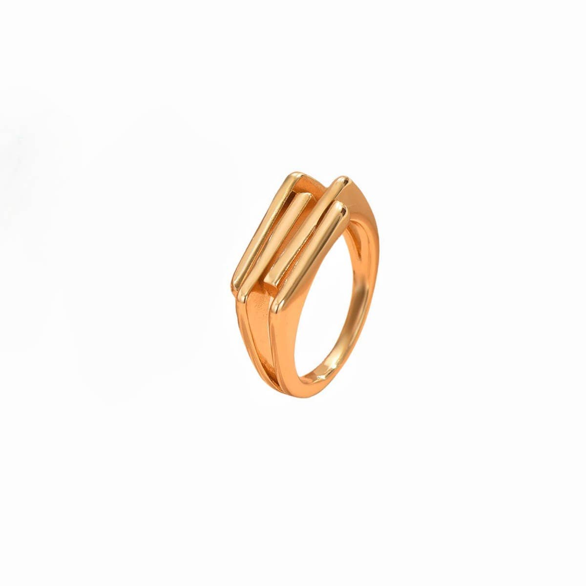 TEMPERAMENT SMOOTH GEOMETRIC THREE-LAYER RING