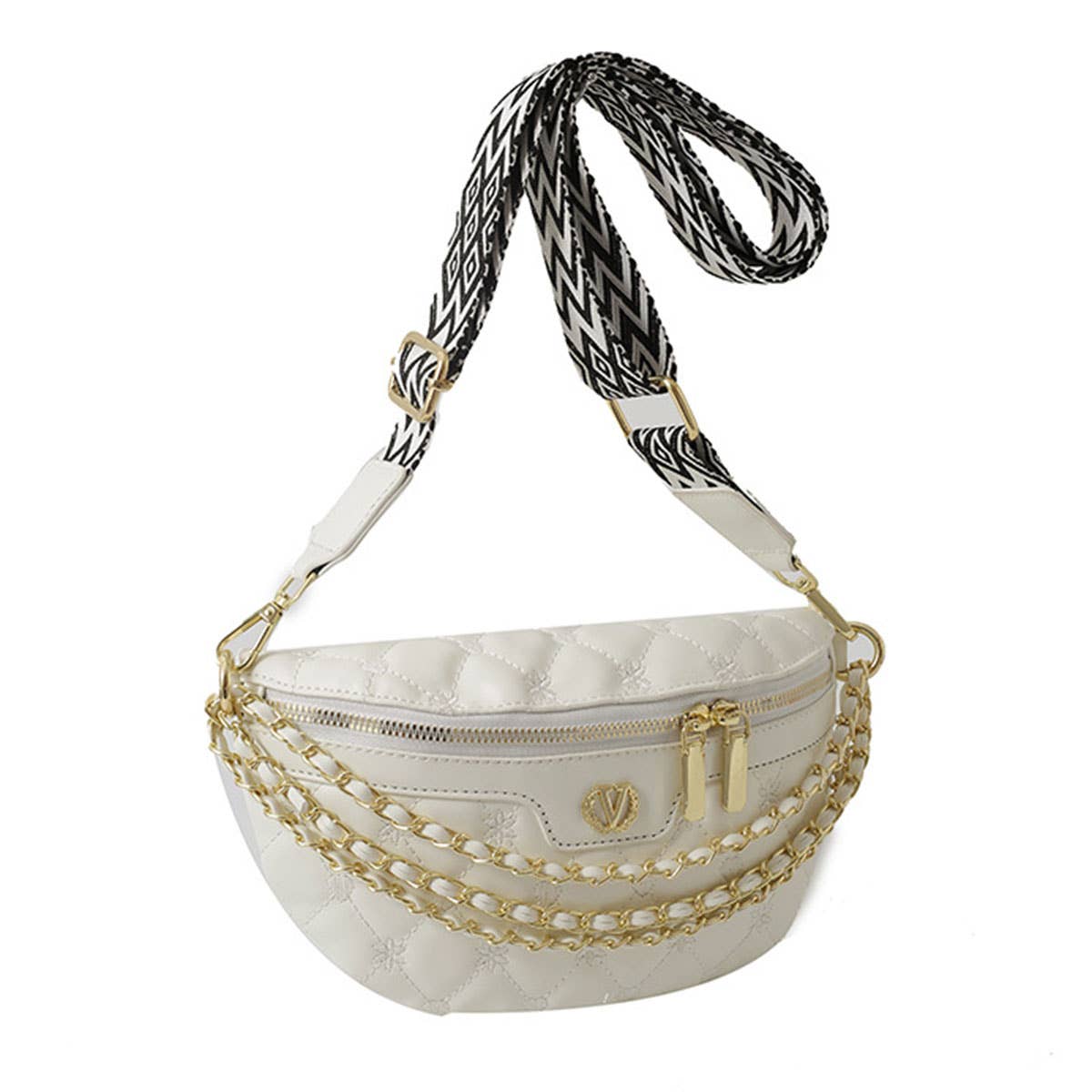 PU TRIPLE CHAIN STRAP BELT BAG,CROSSBODY BAG_CWAB0944