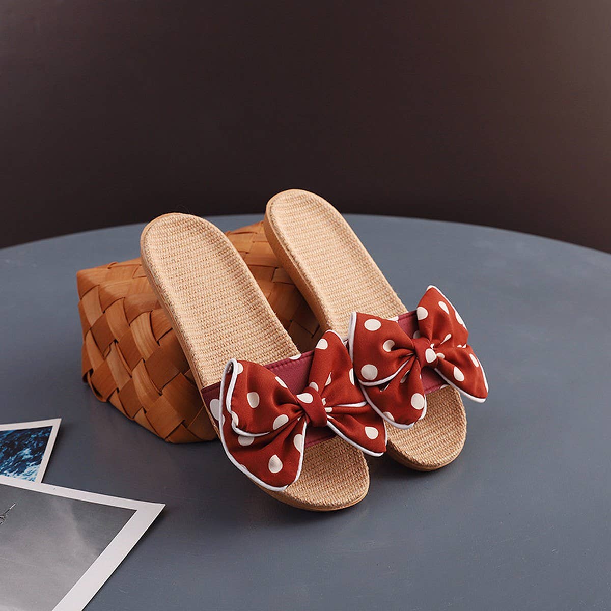 Linen Indoor Slippers for Women, Non-Slip