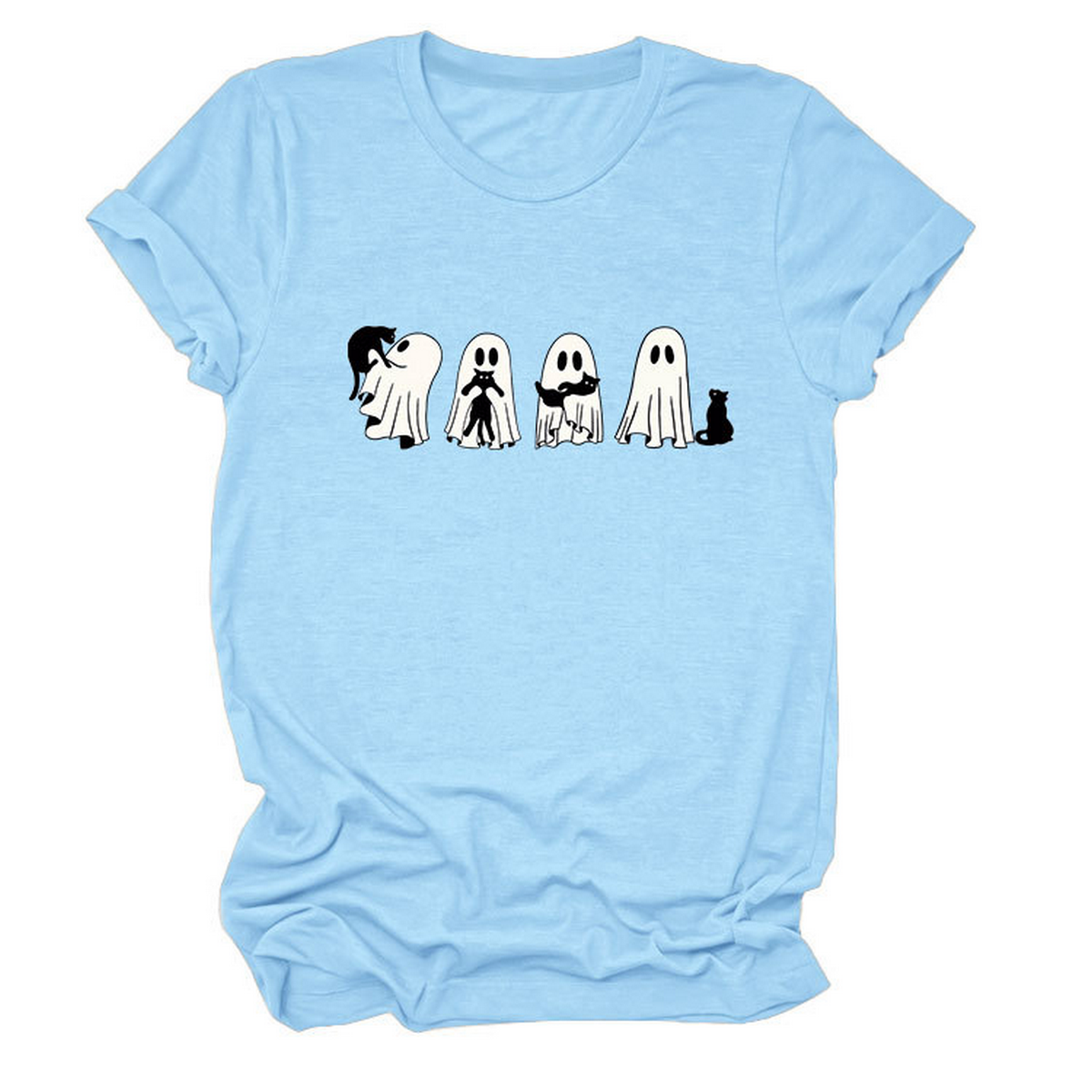 Ghost and Black Cat Tee ? Plus Size Casual Top