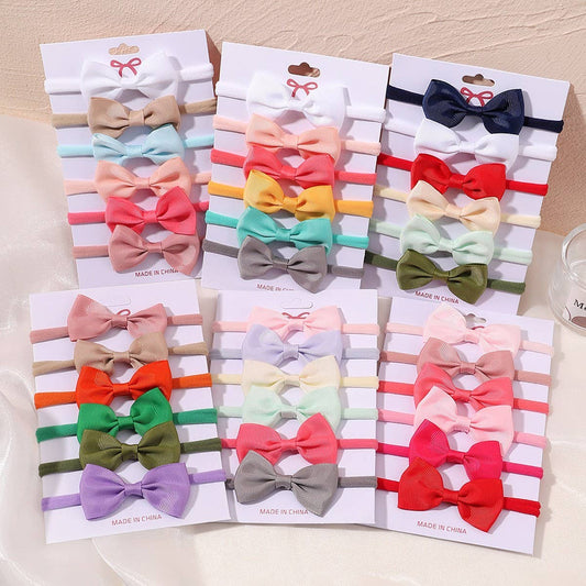 Kids Bow Headband Set ? Elastic Nylon No Marks