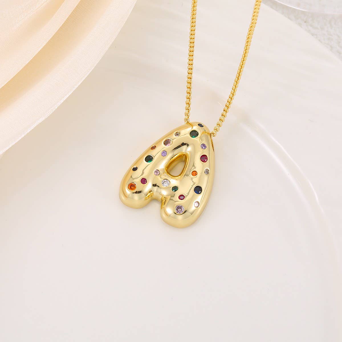 Creative Glossy Colorful Letter Pendant Necklace
