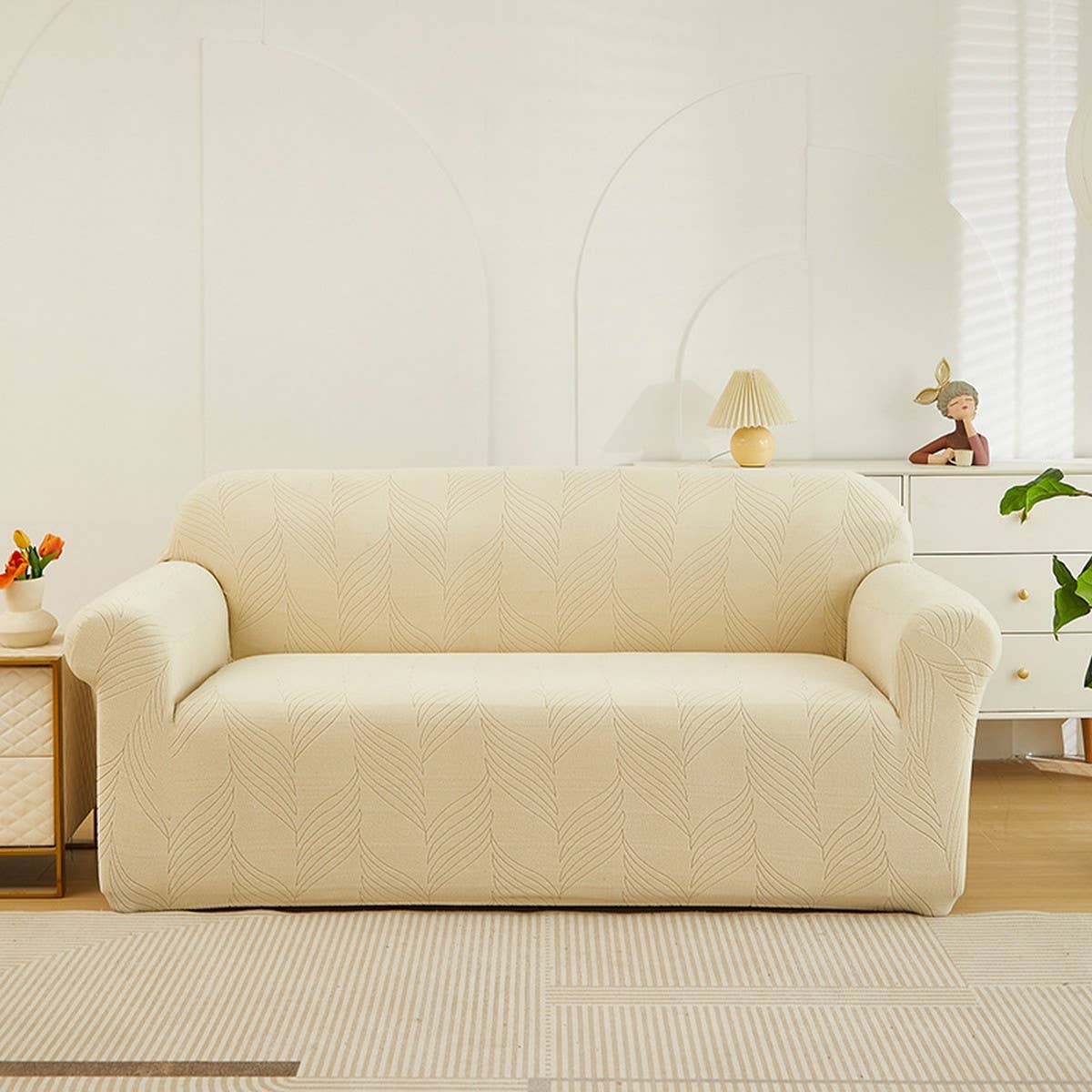 Thick Jacquard Velvet Sofa Cover, Stretch Fit