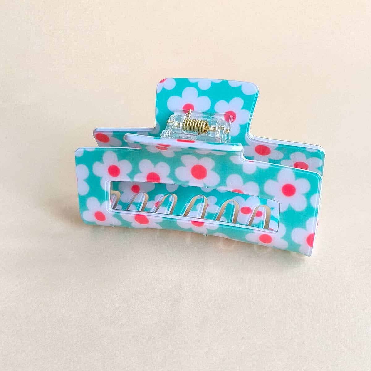 Dopamine Flower Square Hair Claw Clip, Cute Style_CWAHA1022