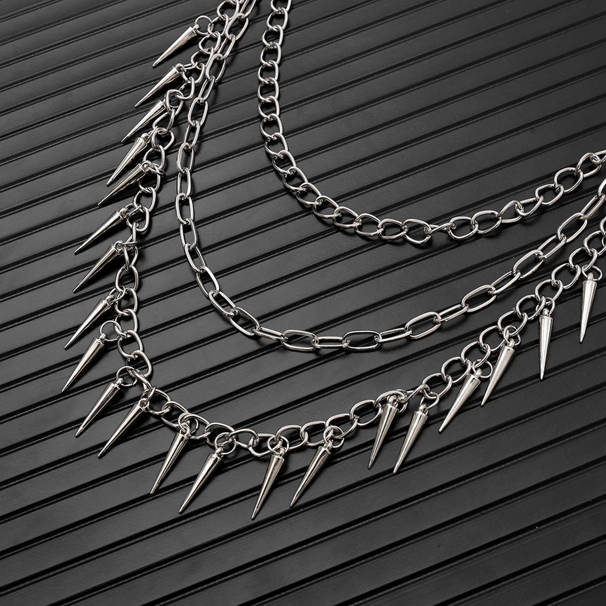 HIP HOP PUNK SPIKED DOUBLE JEANS CHAIN