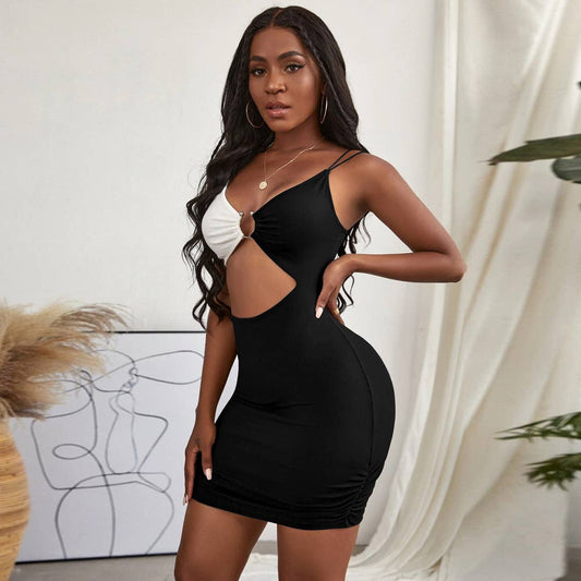 Women Hollow-Out Strapless Knit Bodycon Dress