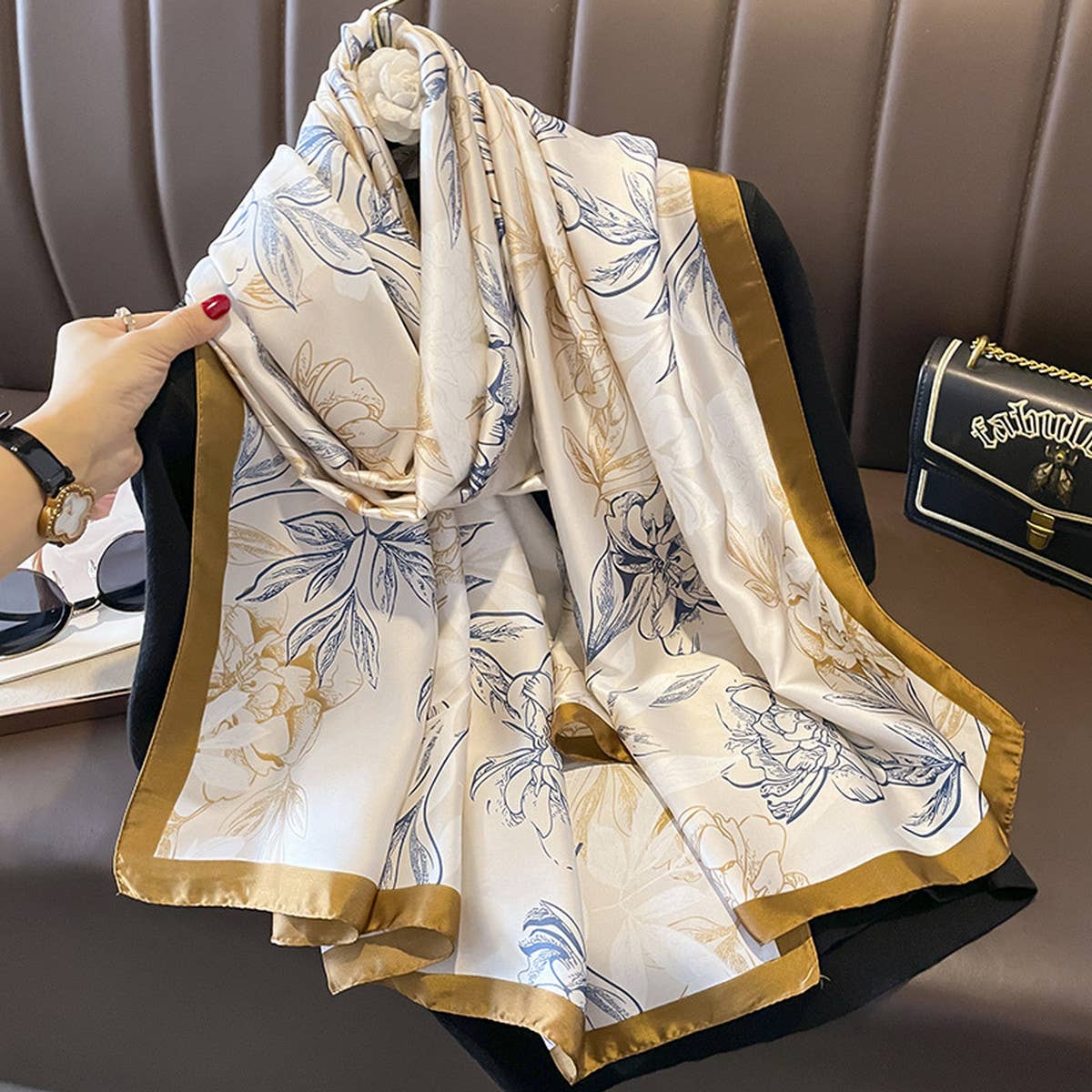 Lightweight Satin Square Scarf for Sun & Travel Wr