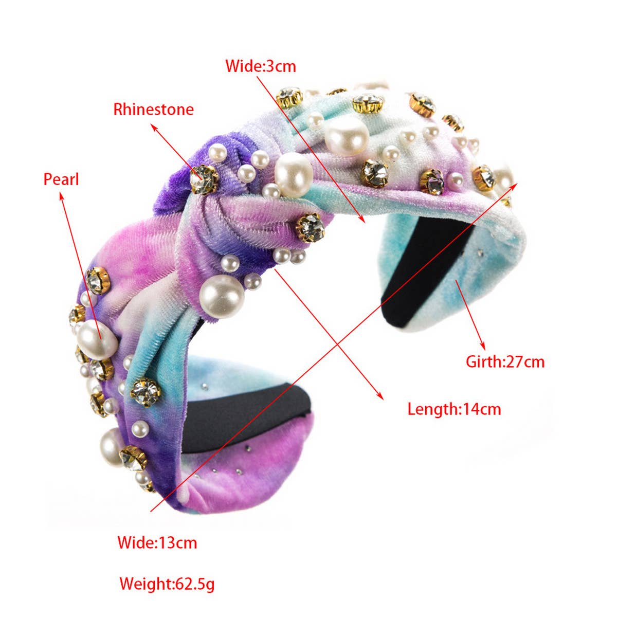 NEW TIE-DYE FABRIC PEARL HEADBAND_CWAHA2122