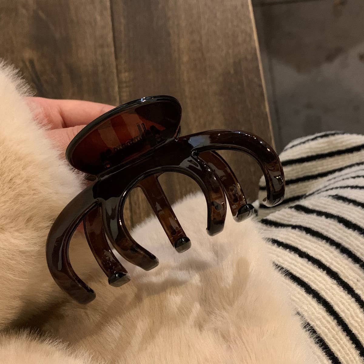 Dark Tea Hair Claw Minimalist Shark Clip for Women