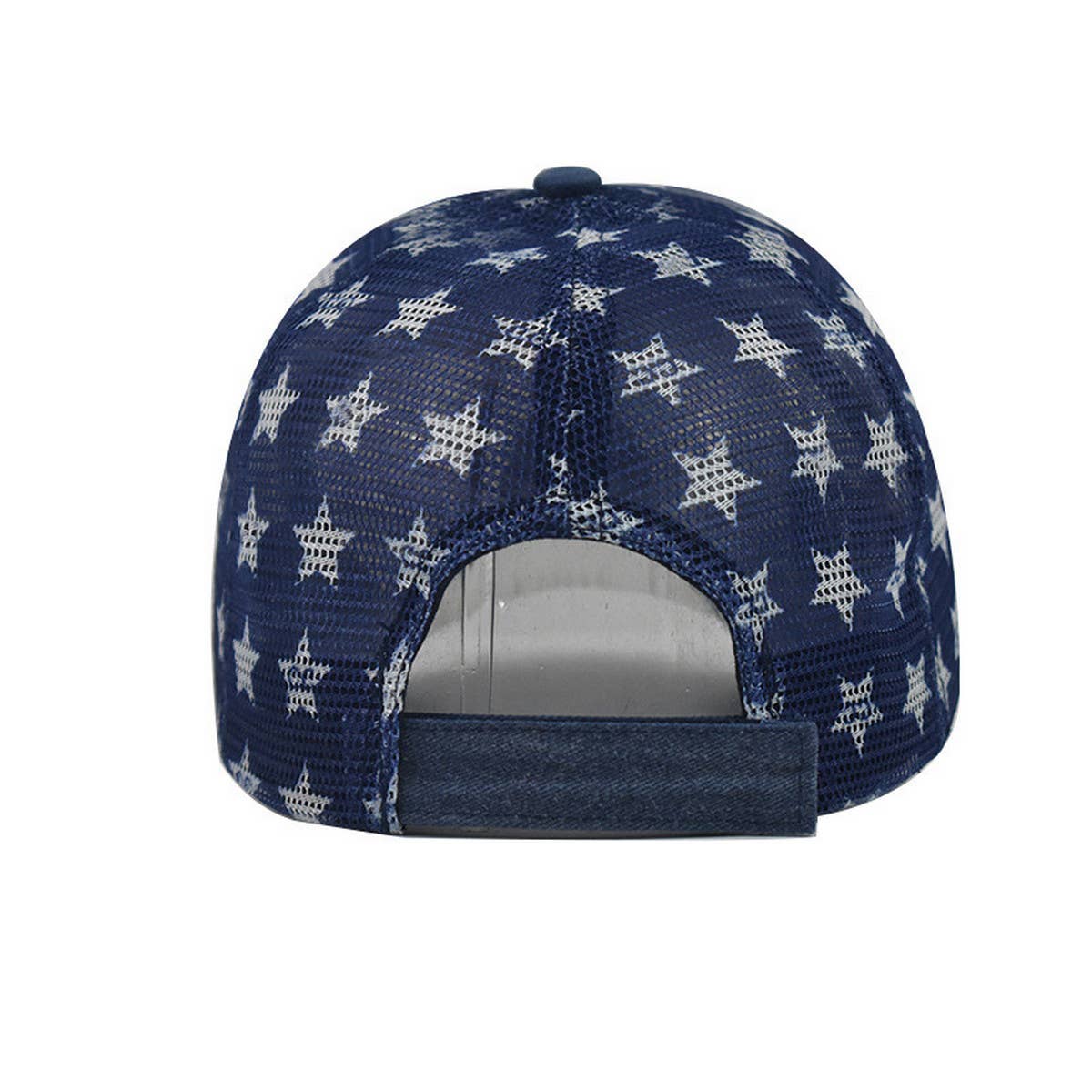 Washed Cotton Distressed Star US Flag Ponytail Cap CWAH1379