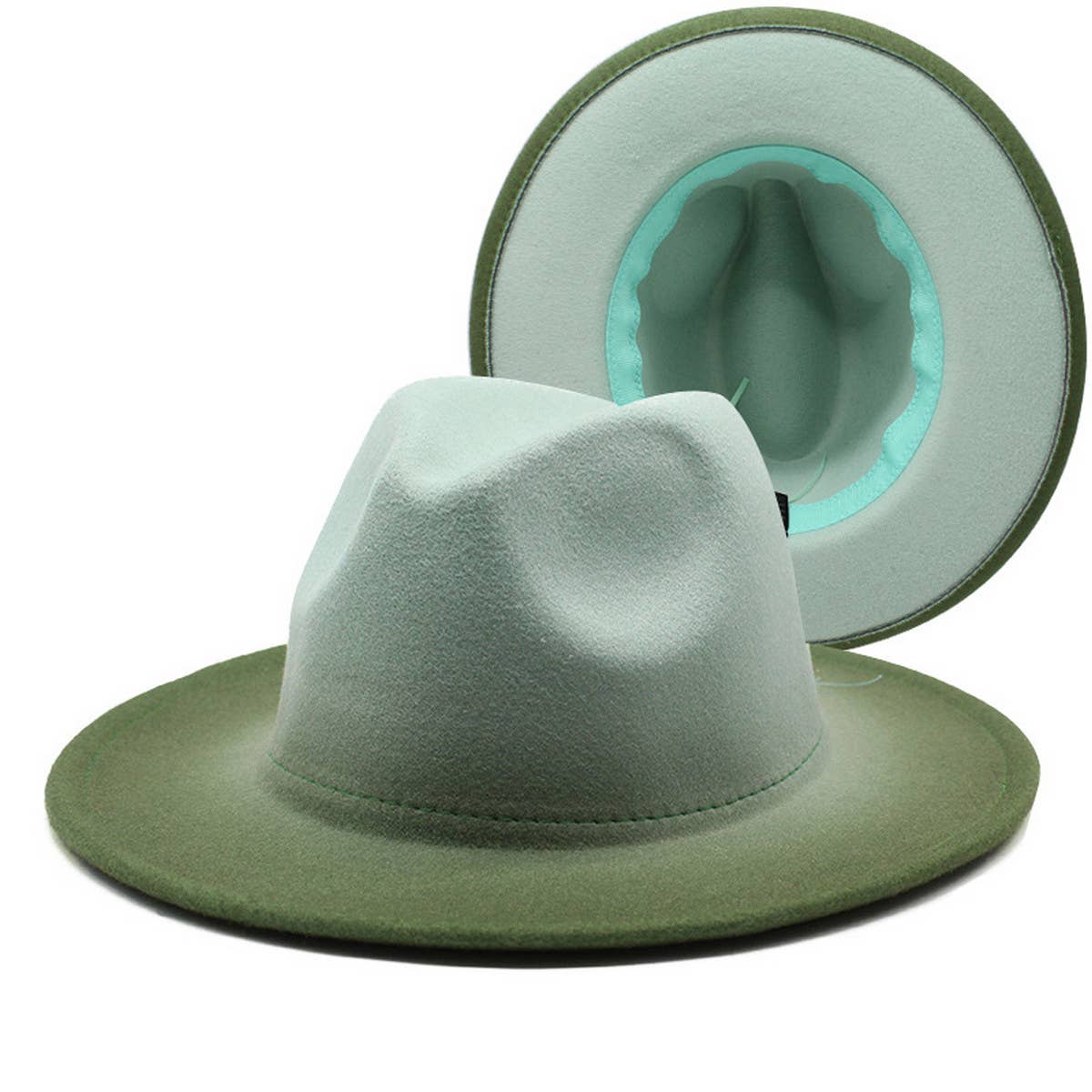 WOMEN GRADIENT TWO-COLOR THICK WOOL FELT HAT_CWAH0816