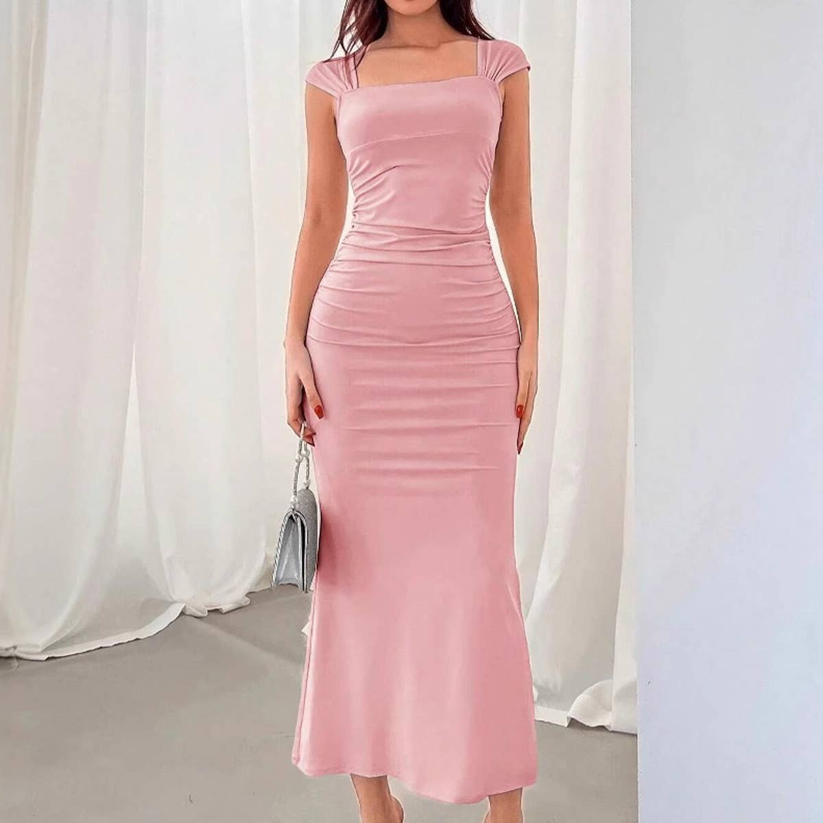 Slim niche pleated milk silk long fishtail skirt