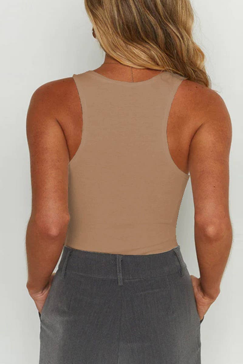 SLEEVELESS U NECK TIGHT RIBBED VEST JUMPSUIT_CWSJS0472