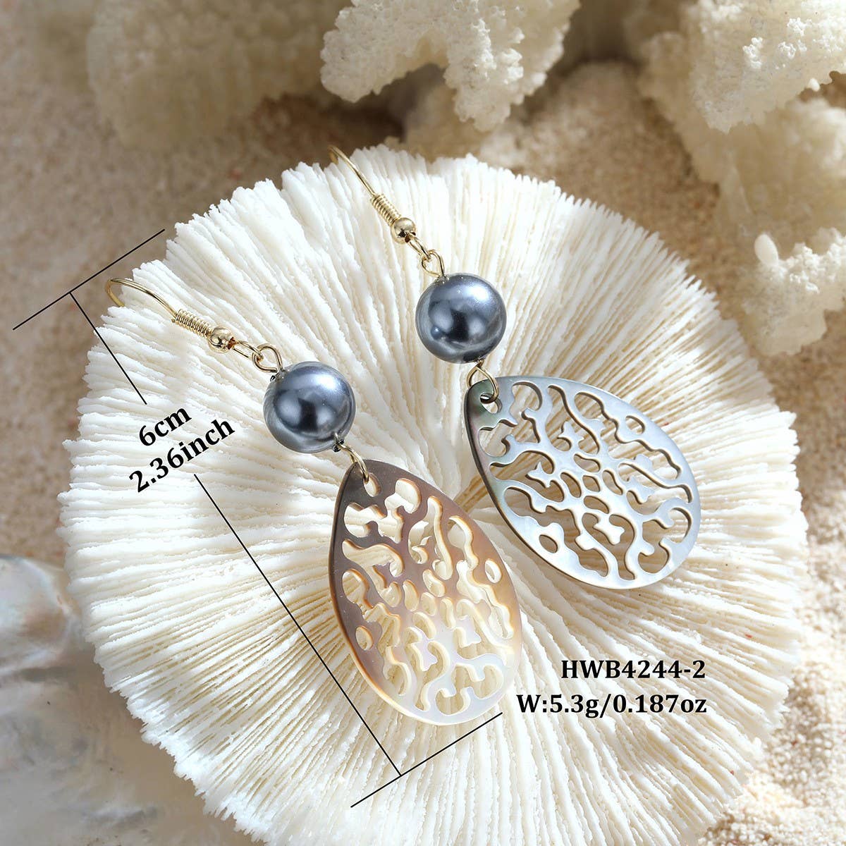 CREATIVE HOLLOW CARVED NATURAL SHELL EARRINGS