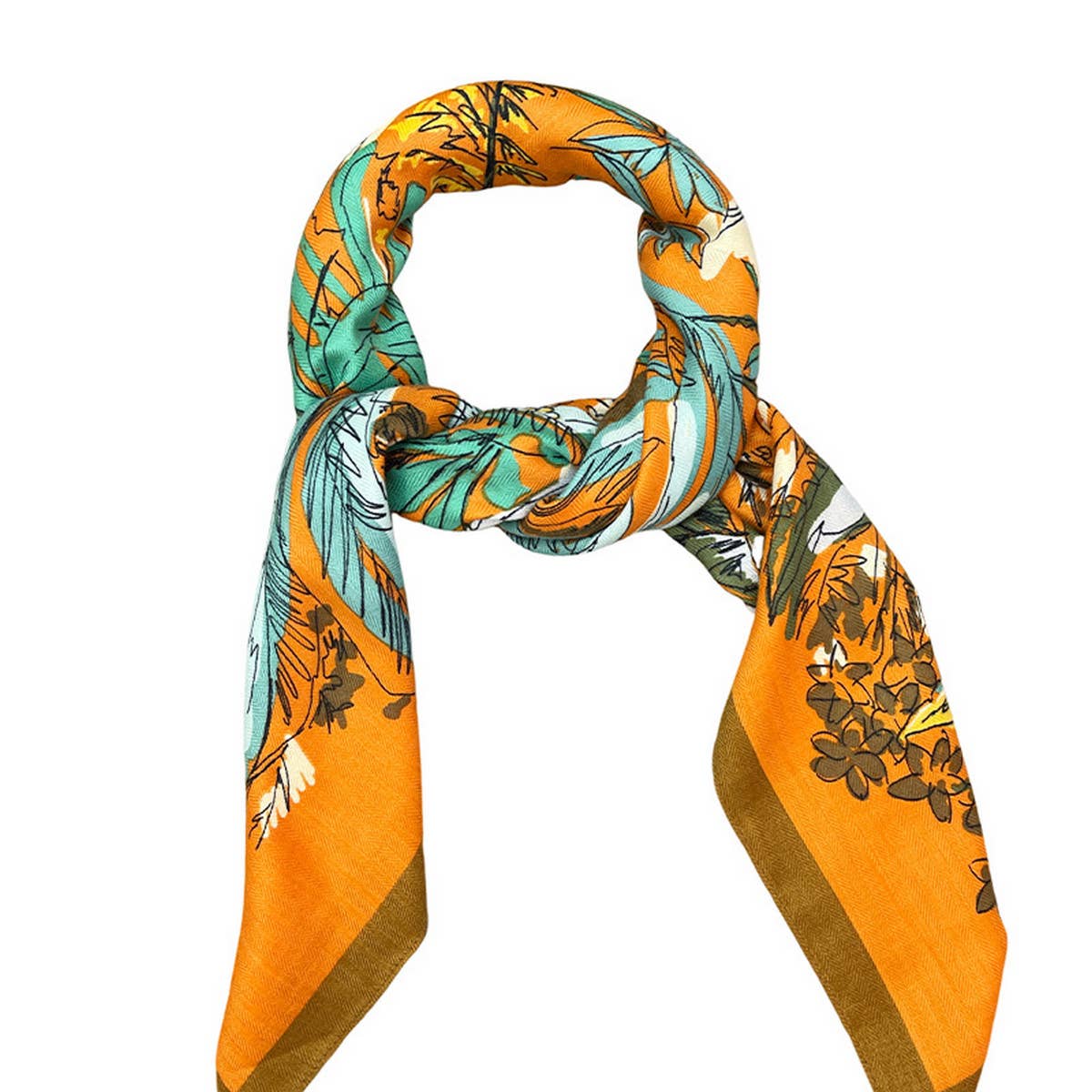 90cm Floral Silk Velvet Scarf for Fall & Winter_CWASC0899