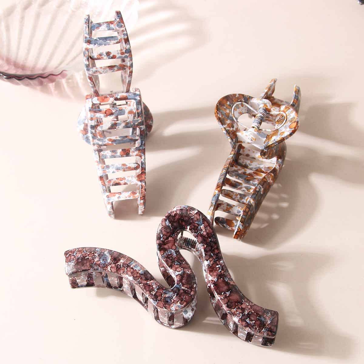 Wavy design inkjet PC large clipper hair clip