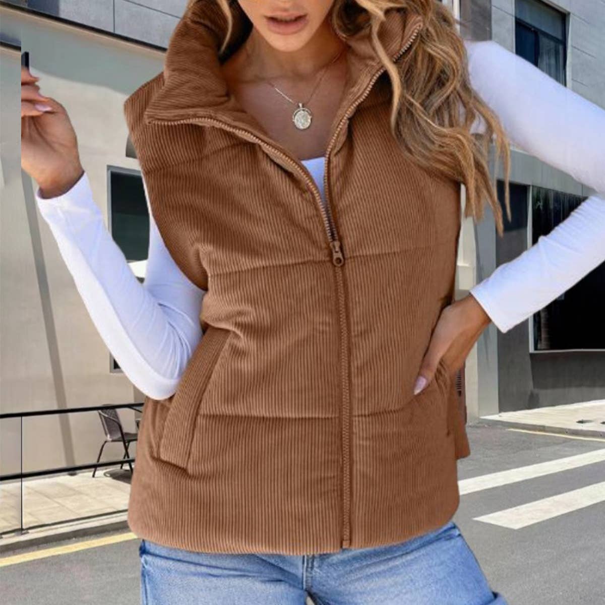 SOLID COLOR ALL-IN-ONE SLEEVELESS WAISTCOAT