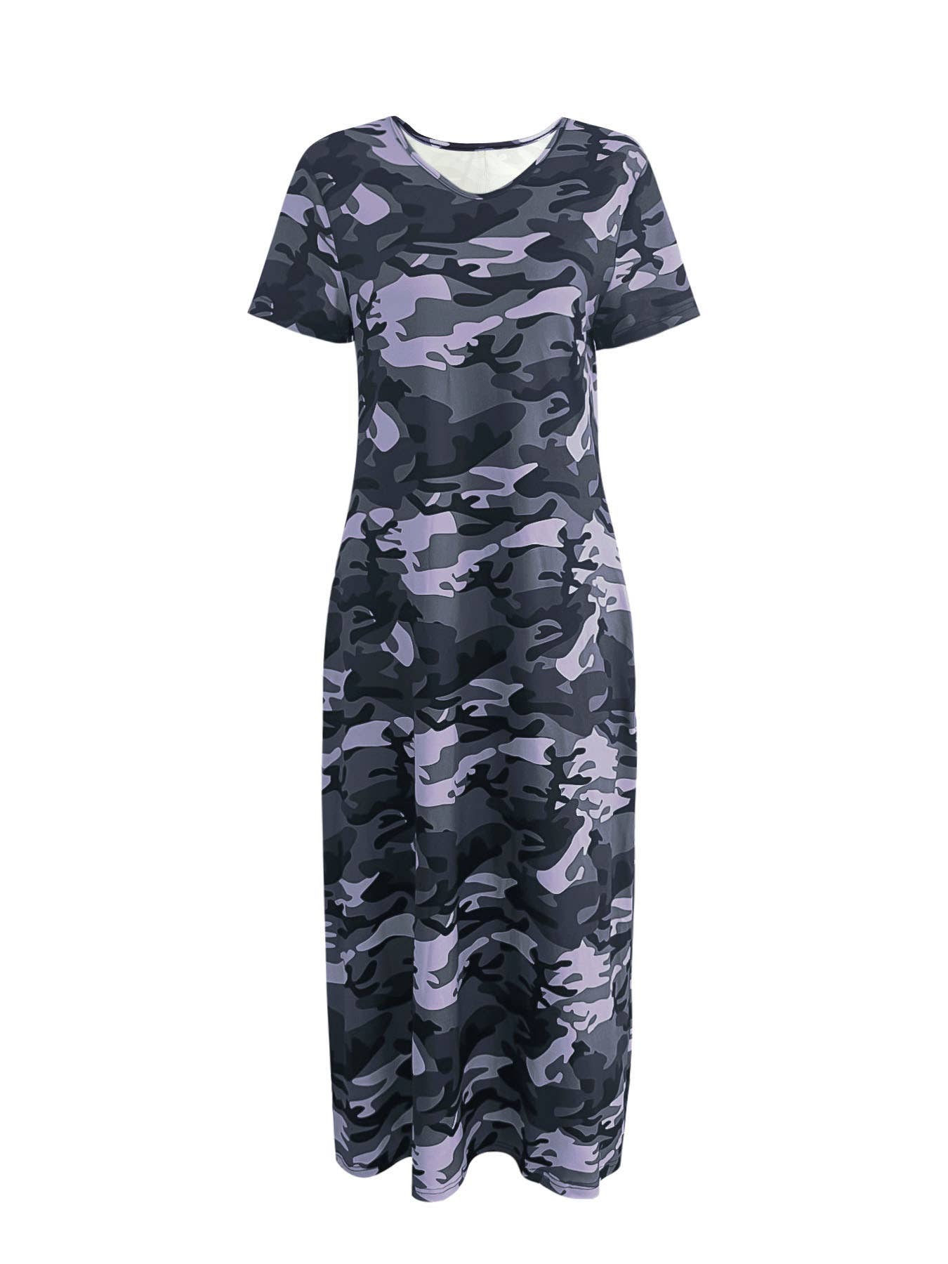 Long loose camouflage printed dress