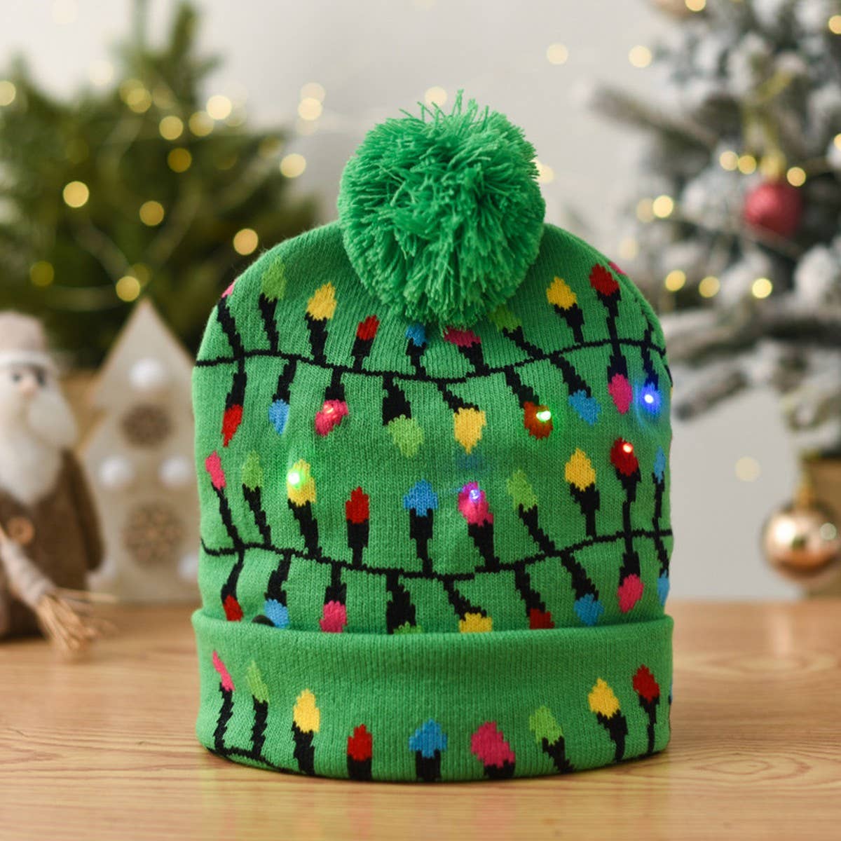CHRISTMAS LED LIGHT GLOWING KNITTED CHRISTMAS HAT_CWAH2314