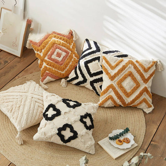 Cotton Linen Pillow Cover for Living Room Sofa &Bed