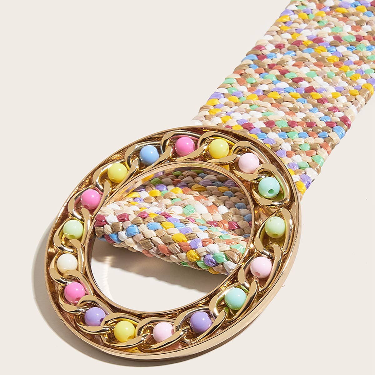 FRUIT COLOR ROUND BUCKLE COLORFUL BELT_CWABE0442