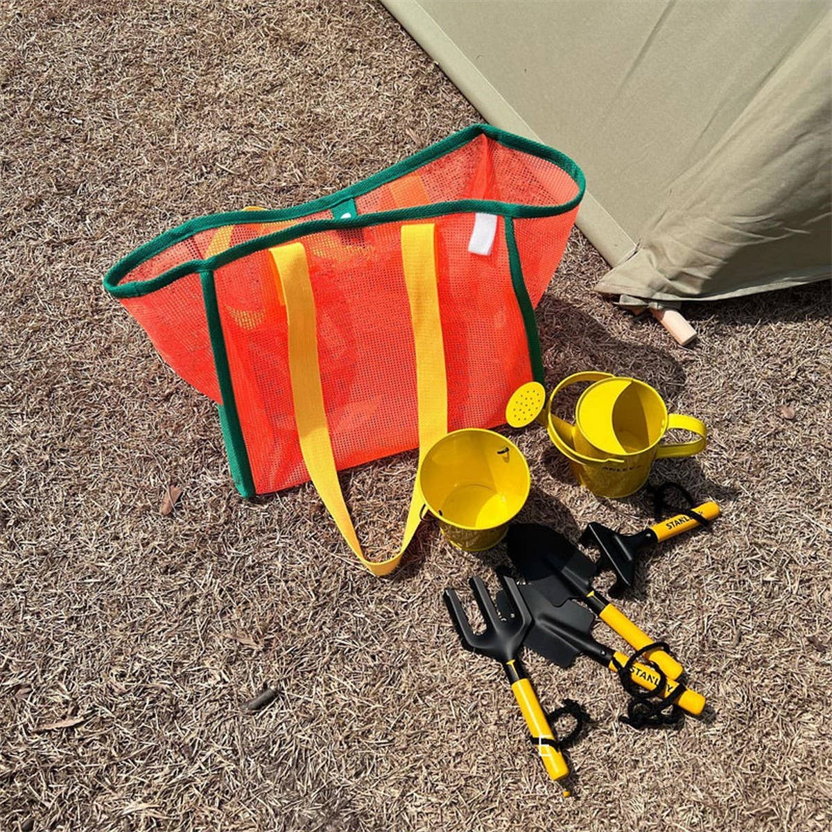 MESH CONTRAST COLOR BEACH TRAVEL STORAGE BAG_CWAB1916