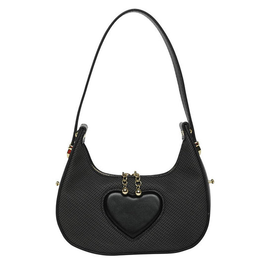 Solid-color simple heart-shaped underarm bag