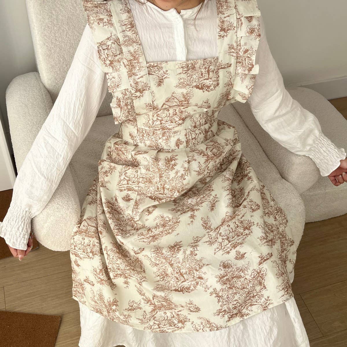 WATERPROOF INK LEAF EDGE FISH TAIL HOUSEHOLD APRON