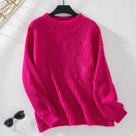 Solid color loose casual long-sleeved sweater