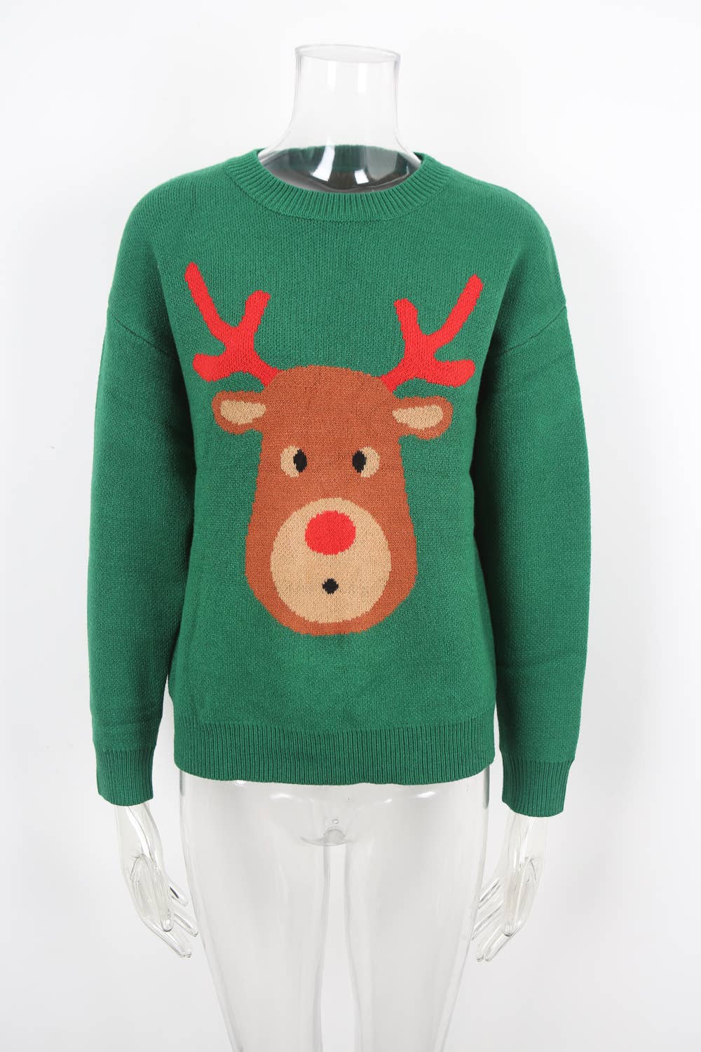 Cartoon Deer Long-Sleeved Christmas Sweater_Cwoswl07959