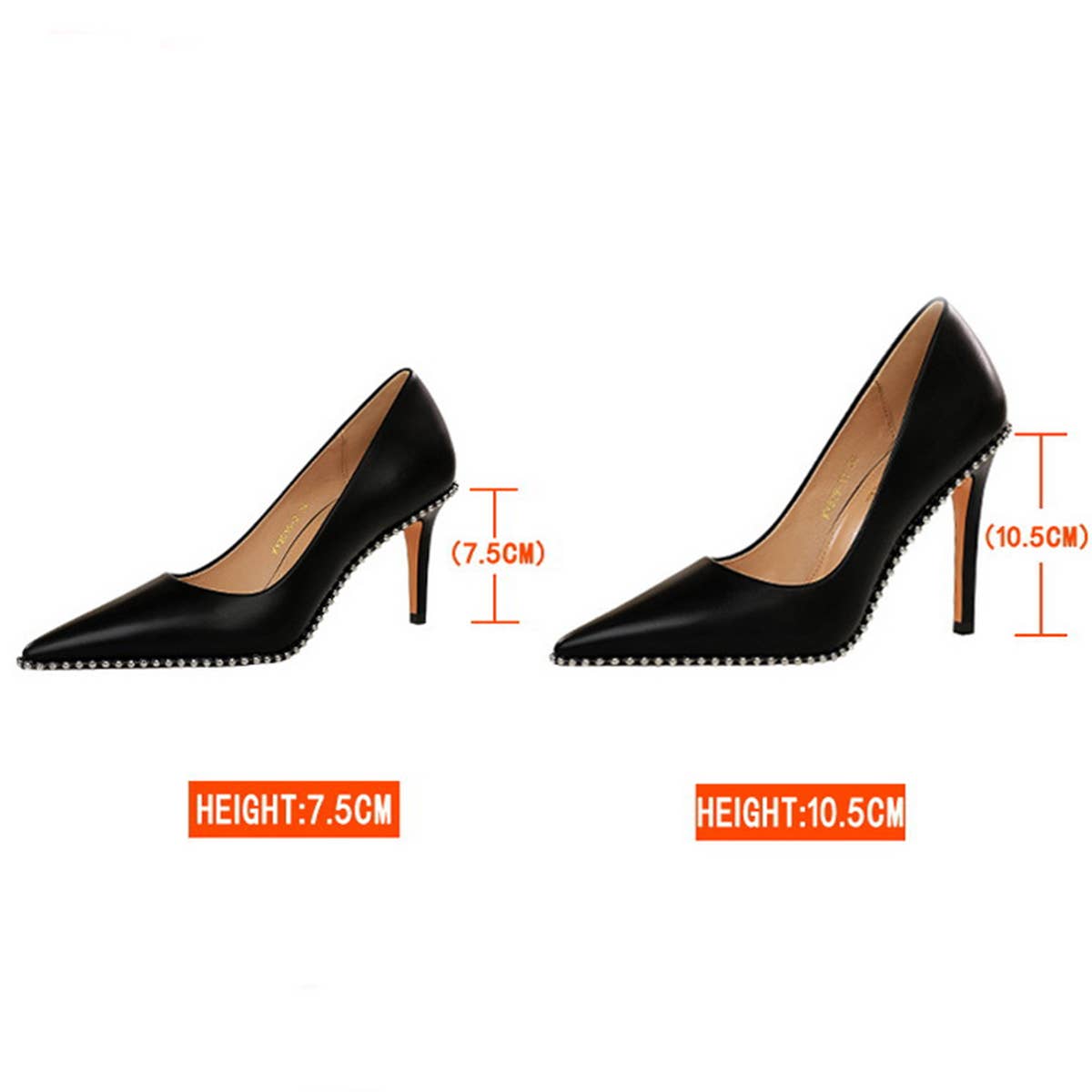 WOMEN SHALLOW POINTED RIVET HIGH HEELS