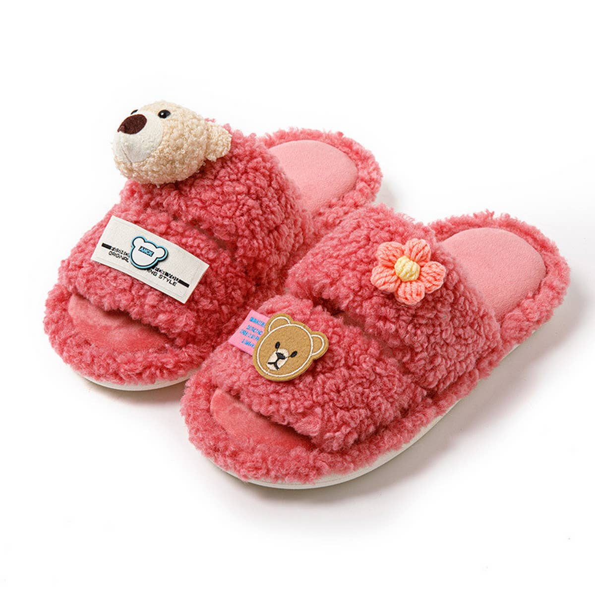 HOME DOUBLE BAR CARTOON OPEN COTTON SLIPPERS
