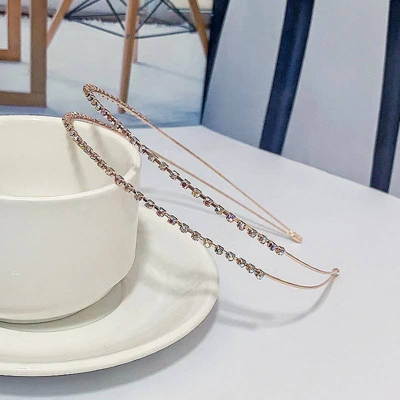 Double rhinestone headband set with diamonds