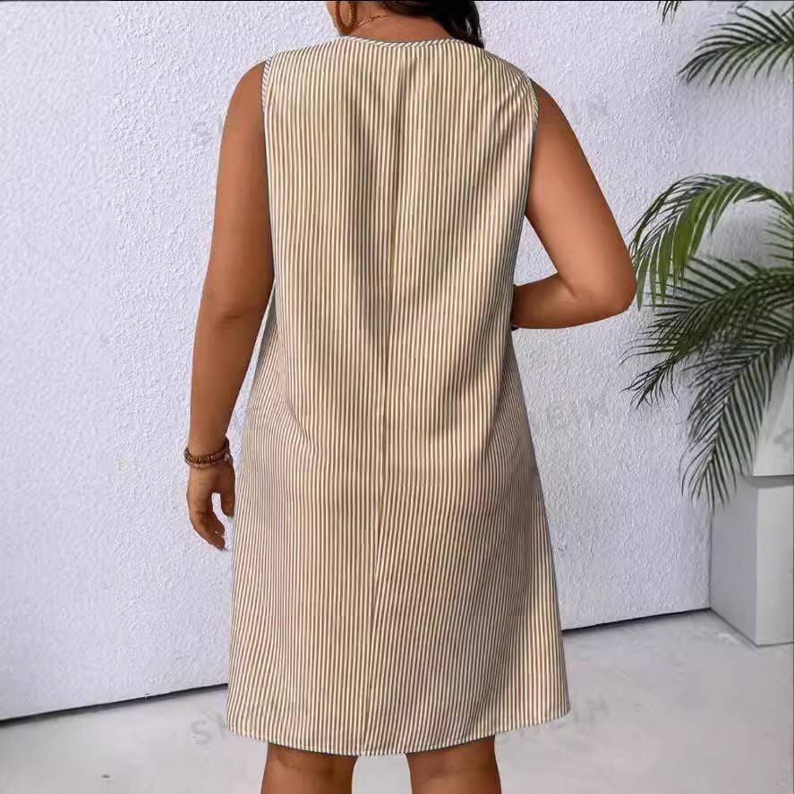 SKIRT WITH ROUND NECK AND STRIPED SUSPENDERS