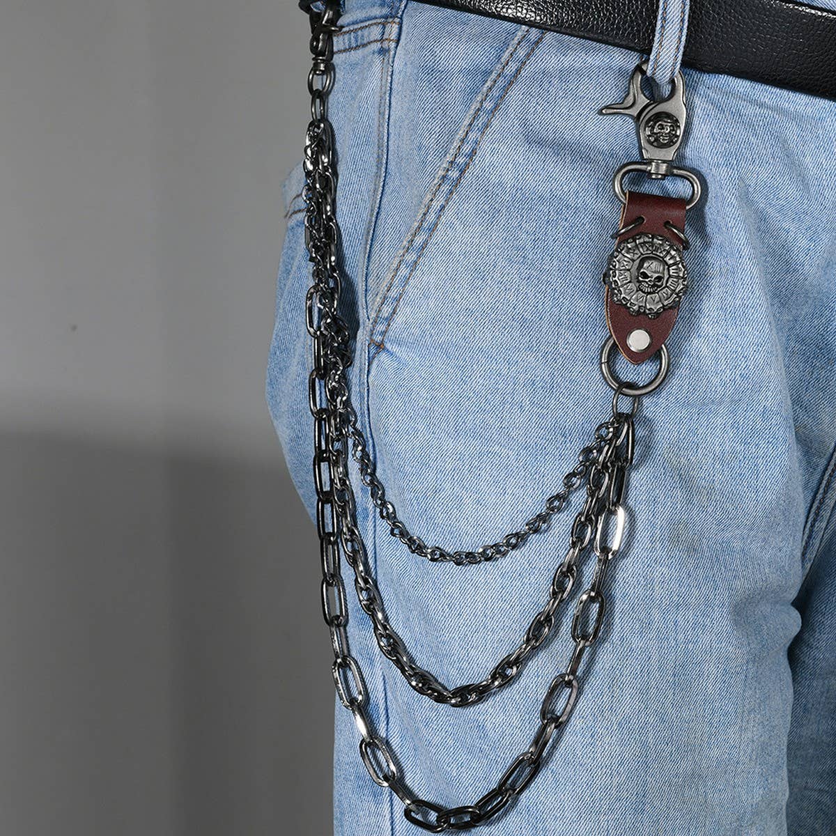 PUNK SKULL PENDANT MULTI-LAYERED TROUSER CHAIN_CWMM4879