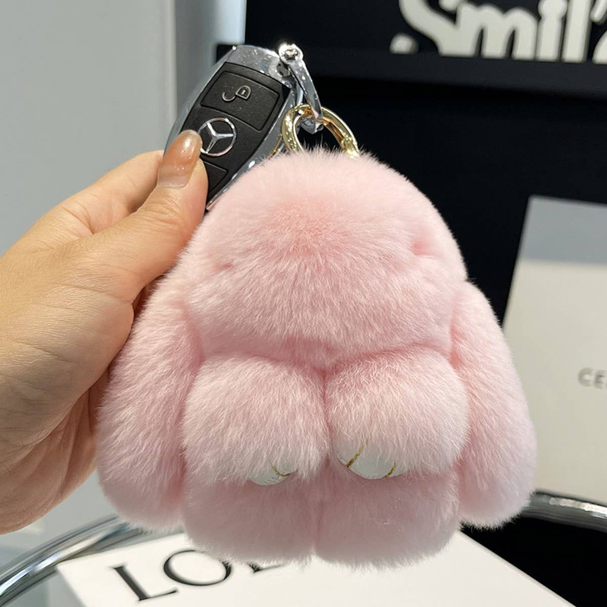 NEW MINI CUTE PLUSH BUNNY CAR KEYCHAIN PENDANT